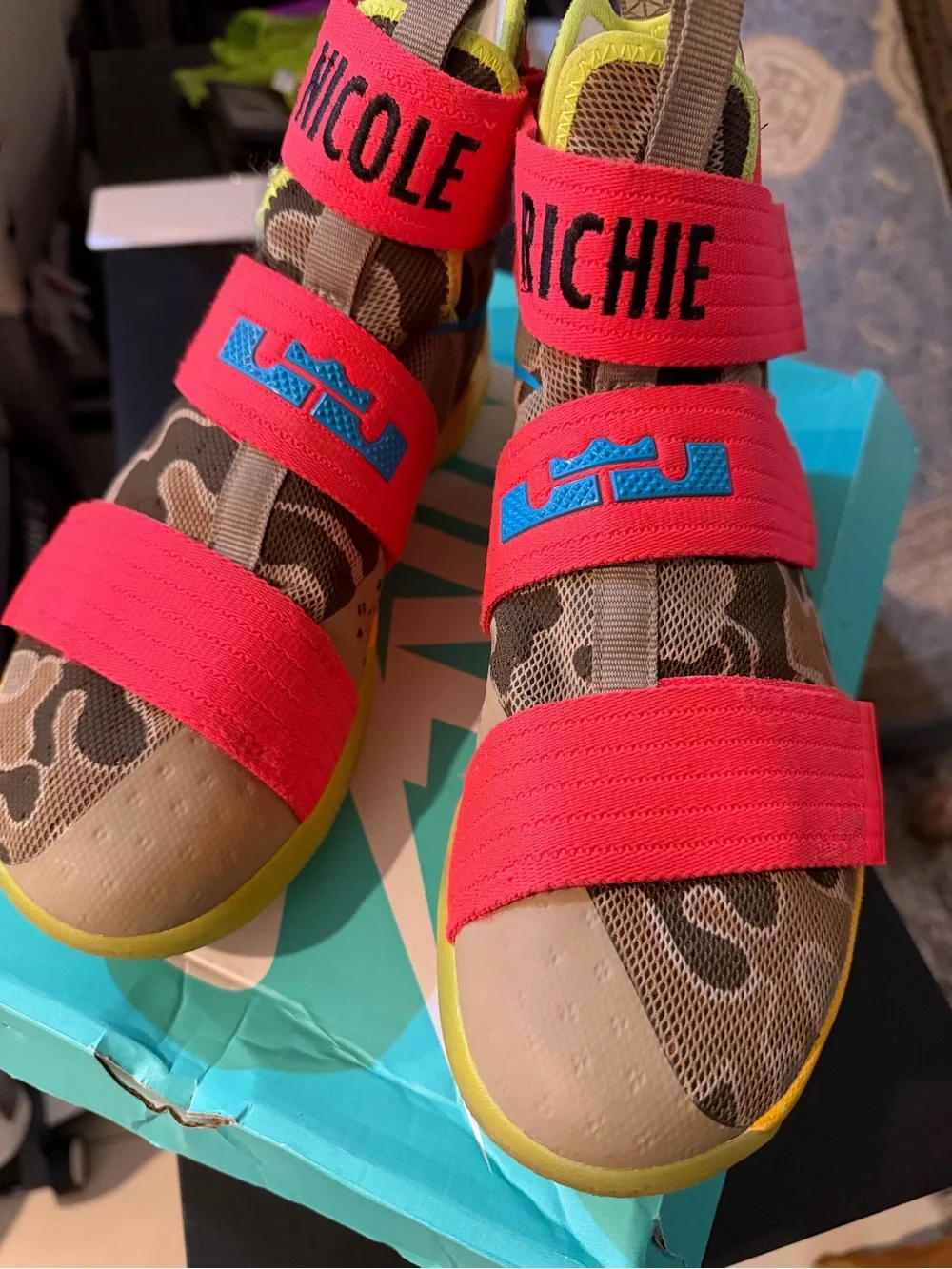 LeBraun Strap Skate Shoe. Hook and strap. Soldier Ten- Red, Camo Accent
